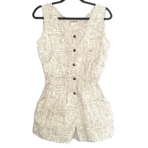 Ideas Vintage Sleeveless One Piece Jumpsuit Romper, Women's Size Large Beige